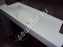 Столешница из искусственного камня для ванной с литой мойкой