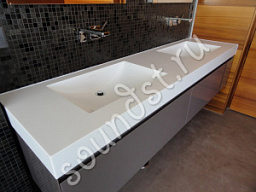 Столешница с раковиной для ванной из акрилового камня Corian Designer White