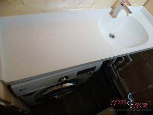 Акриловая литая раковина со столешницей для ванной Hi-Macs S034 Diamond White