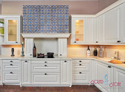 Угловая кухонная столешница из кварца Vicostone Taj Mahal BQ-9453